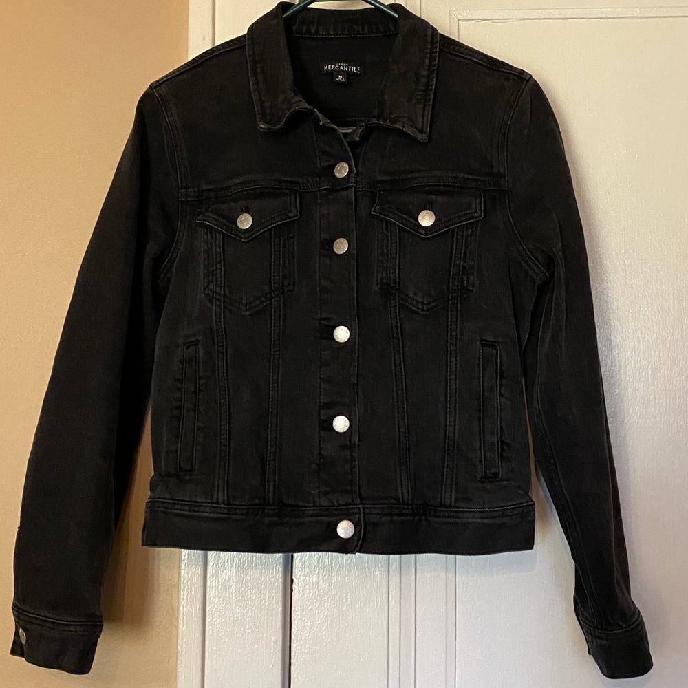 EUC Stretch Denim jacket by J Crew Mercantile. Black wash, Women’s Medium.